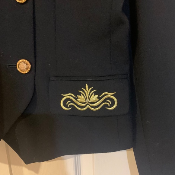 Lord &Taylor Black/Gold Lined Wool Jacket sz 10 - Picture 2 of 5